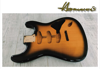 Strat 3 Piece Erle/Alder Replacement Body, SSS Route, Tabacco Sunburst, 1,99 kg