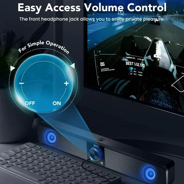 Computer Speakers Wired Sound Bar with 3 Light Modes USB 10W - Image 3 of 4