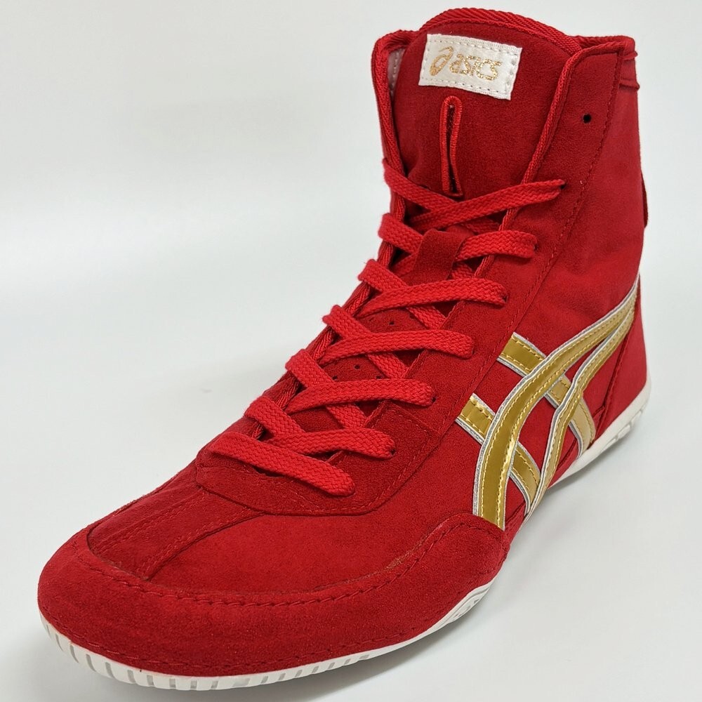 asics ボクシングシューズ レッド/ゴールド 1083A001 ASICS Wrestling Shoes Red × Gold Laces Red EX-EO