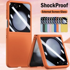 For Samsung Galaxy Z Flip6 Flip5 Slim Tempered Glass Solid Color Hard Case Cover