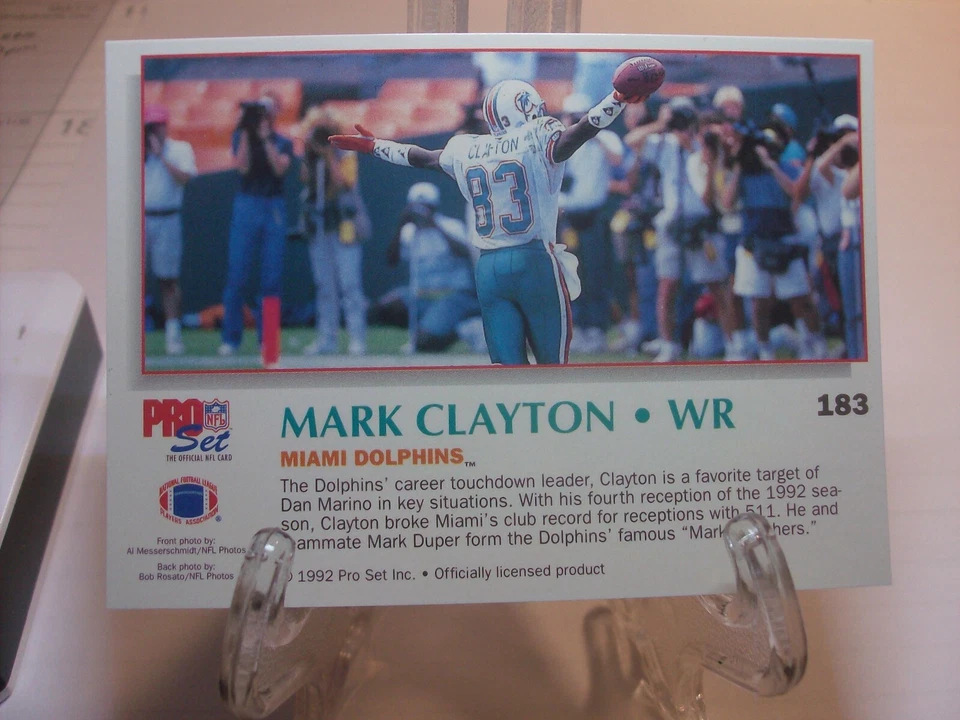 1992 Pro Set Power #183 - Mark Clayton - Miami Dolphins (2752) - Image 2 of 2
