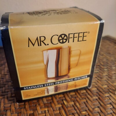 MR COFFEE Stainless Steel FROTHING PITCHER 8 Oz NIB Espresso 