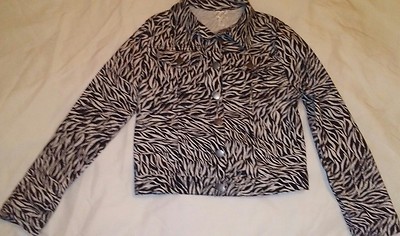 Disney D-Signed Zebra Stripe Print Long Sleeve Button Up Jacket