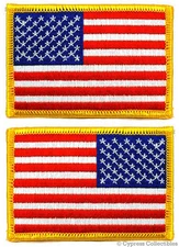 LOT of 2 - AMERICAN FLAG EMBROIDERED PATCH iron-on USA LEFT RIGHT SHOULDER SET