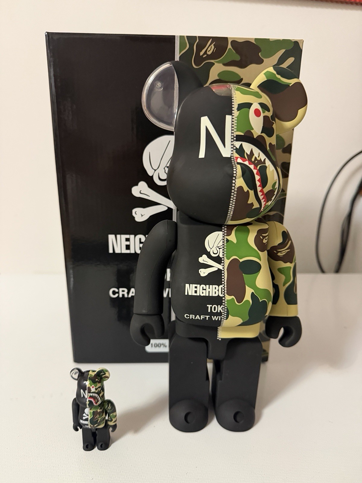 MEDICOM TOY: BE@RBRICK - BAPE x Neighborhood 100% & 400% bearbrick thumbnail 2