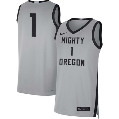 University of Oregon Ducks Nike Limited Basketball Jersey, Gray & Black, #1, New