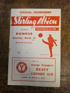 Stirling Albion Vs Dundee 13th March 1954 Football Programme