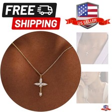 Cross Necklace for Women, 14k Gold Plated Dainty Necklace Cute Cubic Zirconia...