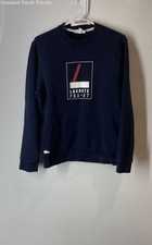 Lacoste Mens Blue Cotton Long Sleeve Crew Neck Graphic Pullover Sweatshirt Sz S
