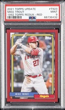 2021 TOPPS UPDATE 1992 TOPPS REDUX RED #T923 MIKE TROUT 37/70 PSA 9