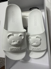 Moschino White Teddy Bear Logo 3D Slide Sandals Rubber Slip Resistant 6