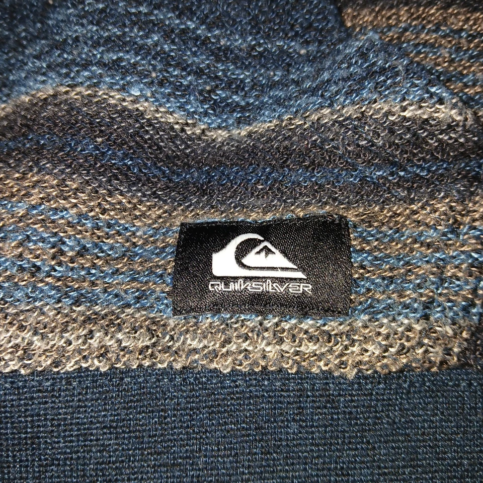 Толстовка с капюшоном для мальчиков Quicksilver серая/темно-синяя в полоску Great Otway размер большой - Изображение 3 из 4