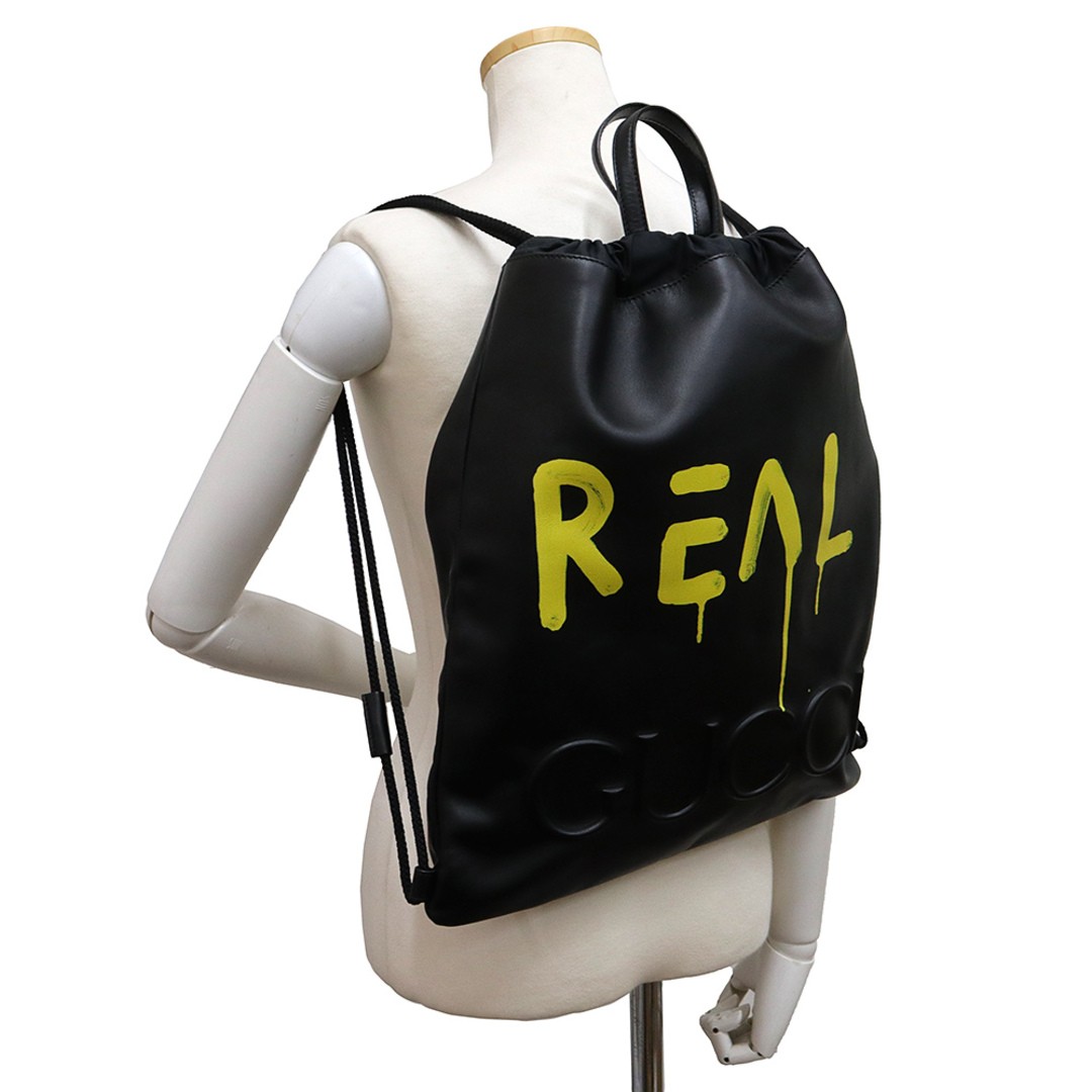 Gucci Ghost Logo Drawstring Backpack Calfskin Bla… - image 9