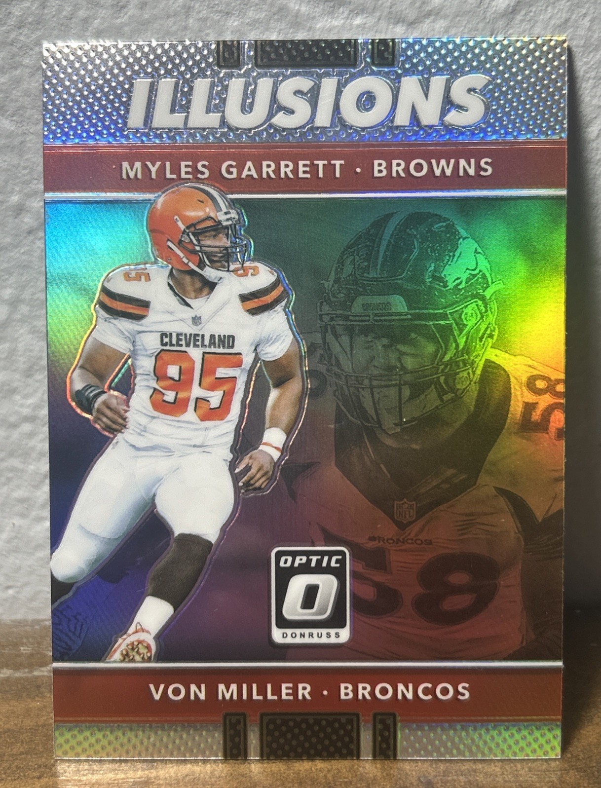 2017 Panini Donruss Optic Illusions Silver Prizm Myles Garrett Rookie W/V.Miller