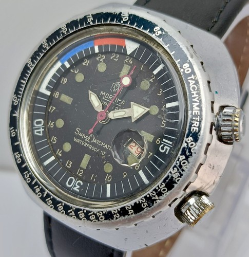 Mortima Super 28 Datomatic Tachymetre Manual Winding Diver Vintage Men’s Watch