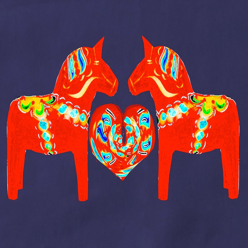 Delantal de cocina CafePress sueco Dala caballos (oscuro) (559116361) Foto 2 de 4