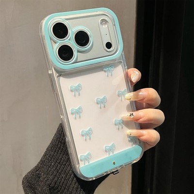 LED Flash Bowknot Clear Shockproof Case For iPhone 17 16 15 Pro Max 14 13 12 11