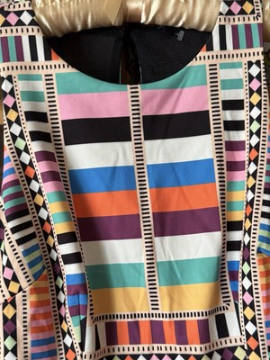 Mara Hoffman Body-Con Sheath Dress Rainbow Fitted Geometric Jersey Sleeveless