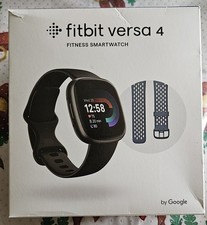 Fitbit Versa 4 Fitness Smartwatch Bundle - Black  Sapphire/Grey Sports Band