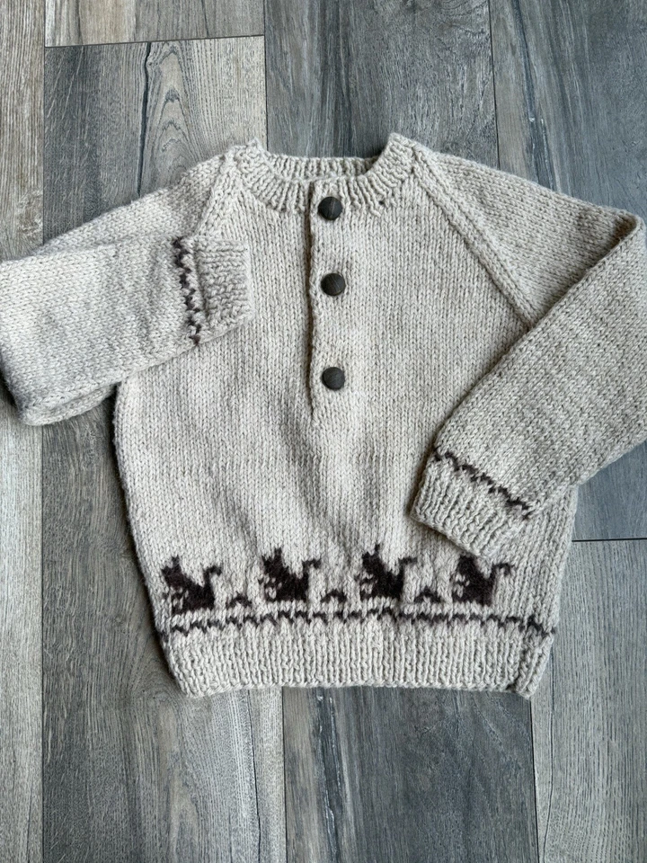 Красивый винтажный детский шерстяной пуловер унисекс свитер-белка 4T ручной работы - Изображение 4 из 4