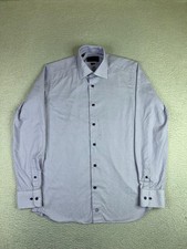 David Donahue Dress Shirt Mens 15.5 34/35 Purple Check Slim Fit Cotton LS