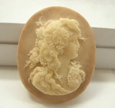 Antique Victorian Edwardian Dripstone Loose Cameo, Large 1.75" Bacchante 15.6gr