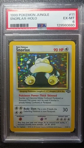 1999 SNORLAX PSA 6 EX-MT #11/64 Vintage Jungle Holo Rare Pokemon