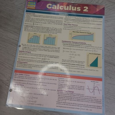 Quick Study Laminated Reference Guide Calculus 2 Education Resource 