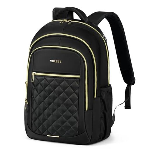 Stylish 15.6 Inch USB Laptop Backpack for Women - Travel Friendly Black Carry On