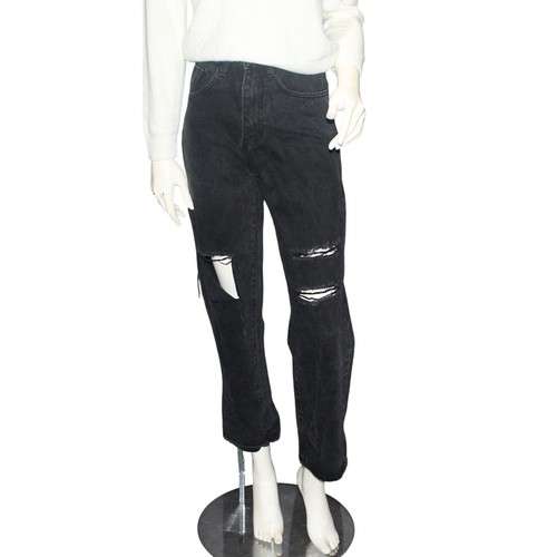 SHEIN Black Distressed Straight Leg Jeans Size XXS