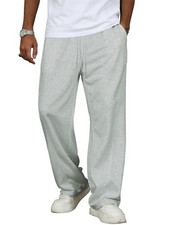 Men's Baggy Sweatpants Solid Color Wide Leg Sweat Pants Casual Loose Lounge P...
