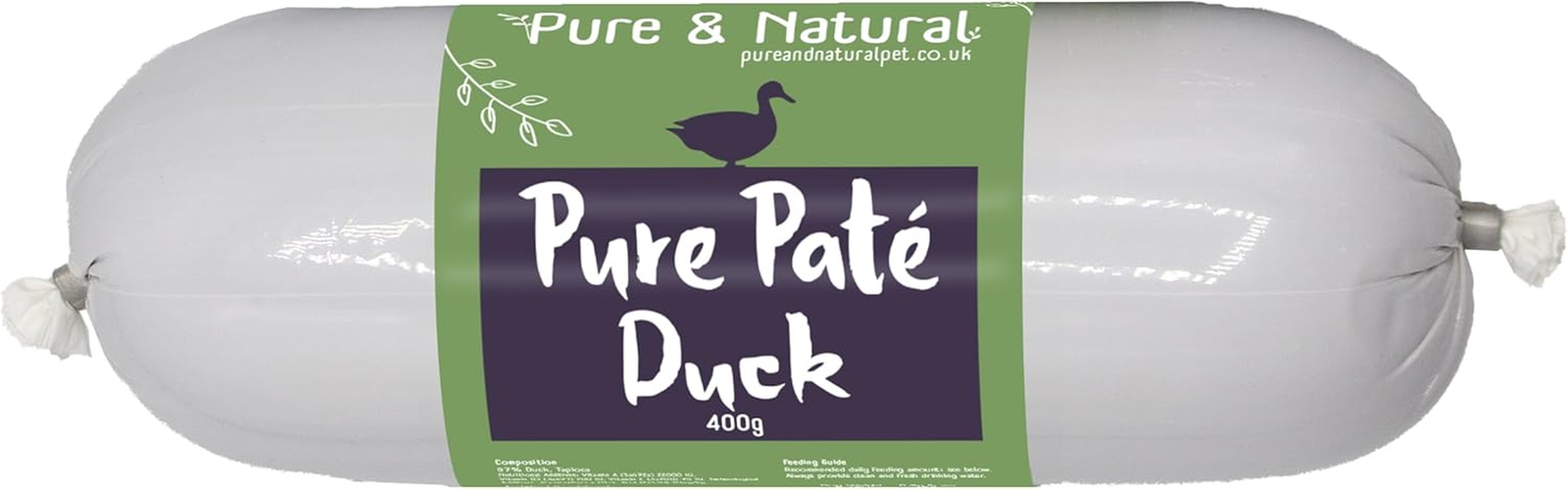 Wet Dog Food Pate Chub Roll, 97% Duck 400G - High Meat Content, Moist, Grain Fre