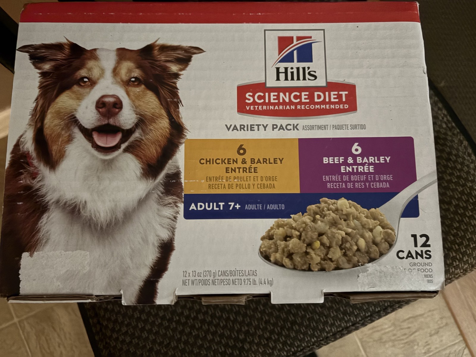 11 Cans Hills Science Diet Canned Dog Food, Adult +7 Chicken & Beef Barley 12.8
