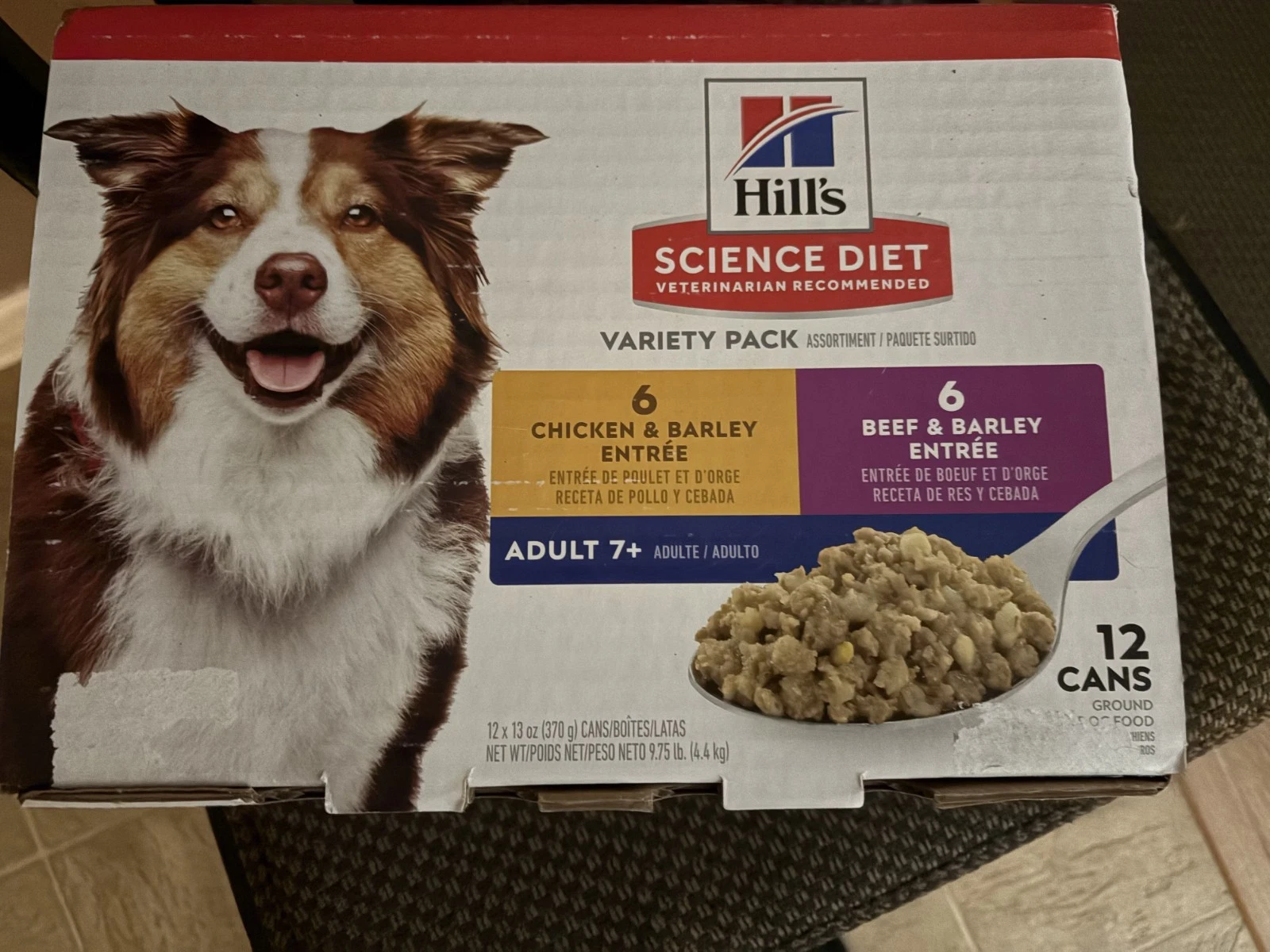 11 Cans Hills Science Diet Canned Dog Food, Adult +7 Chicken & Beef Barley 12.8