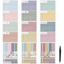 18 Sheets Daily Calendar Stickers Aesthetic Monthly Planner Stickers with Elb...