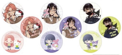 The Guy She Was Interested in Wasn't a Guy at All Sanrio button Complete Box
