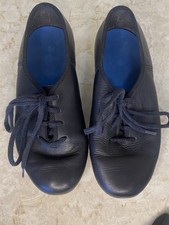 Capezio Child  s Kids Black Leather Tie Up Tap Dance Shoes Tele Tone Tap Size 12M