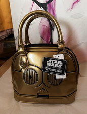Loungefly Star Wars C-3PO Mini Dome Satchel Handbag Purse Gold Black