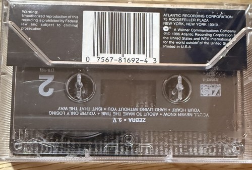 Zebra - 3.V 1986 (Audio Cassette) Atlantic Records 7 81692-4. Brand New Sealed. - Picture 3 of 3