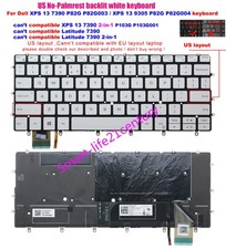New for Dell XPS 13 7390 P82G P82G003,XPS 13 9305 P82G Keyboard US Backlit white