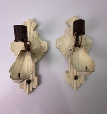 Vintage Art Deco Cast Metal Shell Wall Sconces Pair