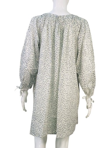 Doen Femmes Boho Imprimé Floral Coton Blanc Plissé Court Mini Robe Taille M - Photo 11 sur 15