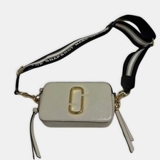 Marc Jacobs Snapshot Crossbody Bag White Black Leather Camera Bag Gold Logo