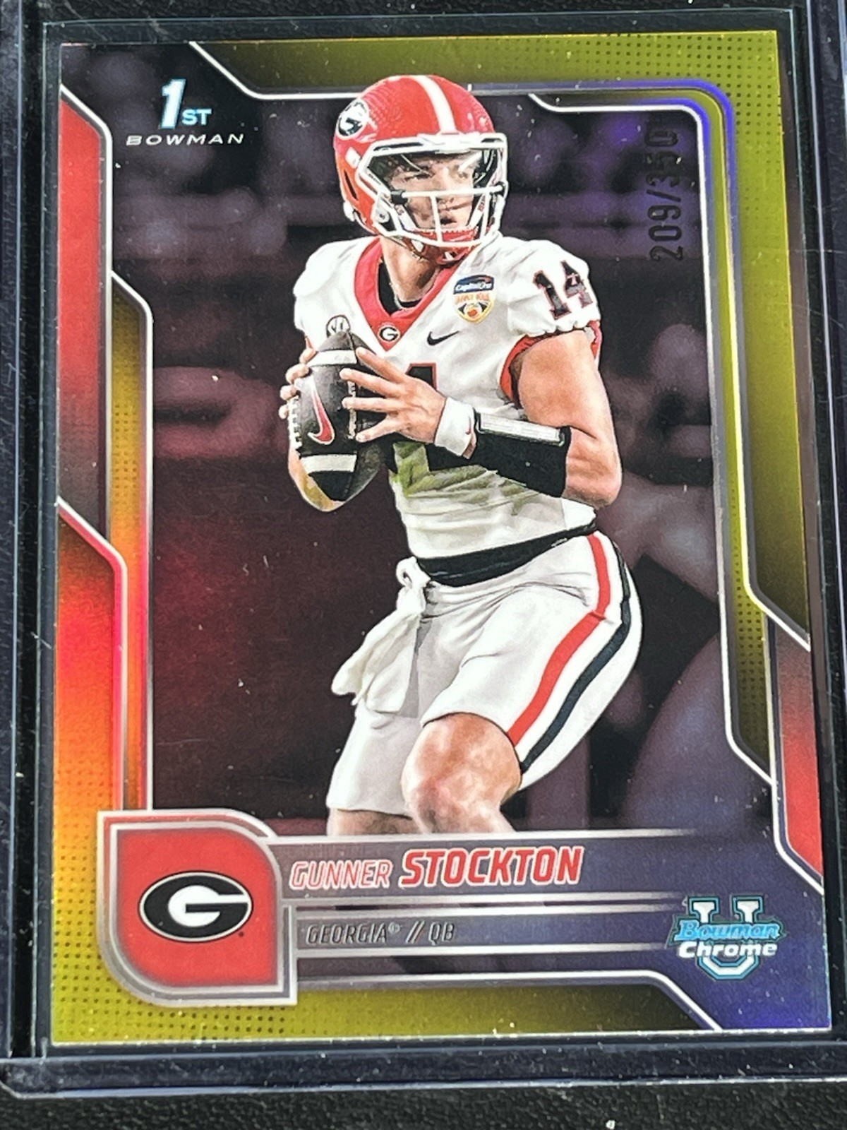 2025 Bowman U Chrome Gunner Stockton 1st True Yellow Refractor /350 Georgia #131