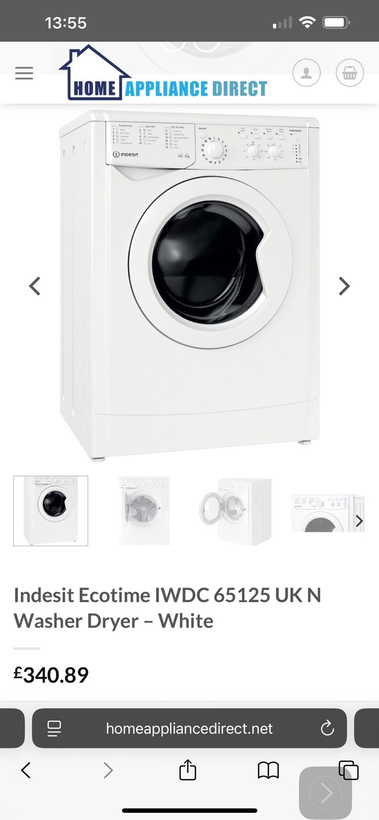 Indesit IWDC 65125 UK N freestanding washer dryer.