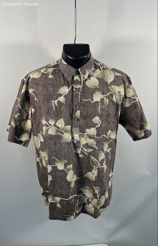 Cooke Street Men's Vintage 90s Hawaiian Pullover Shirt Brown Leaf Sz M