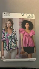 Vogue Uncut Pattern V1940/R11729 Deep V Neck Empire Waist Top w/Bow Size 6-14