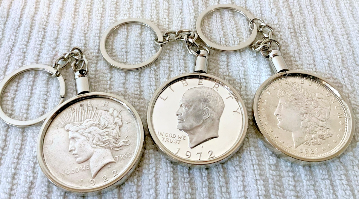 38MM BEZEL FITS Morgan, Peace, Ike Dollars For Coin Keychains