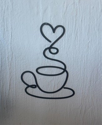 Wanddeko Tasse Kaffee Herz Modernes Design Küche Bar 24 cm Schwarz
