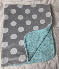 Garanimals Baby Blanket Gray White Polka Dot Blue Sherpa Back Lovey Aqua